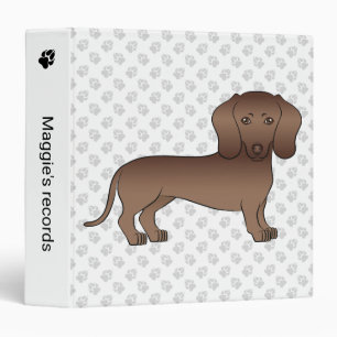 Chocolate Short Hair Dachshund Cartoon Dog & Text Binder