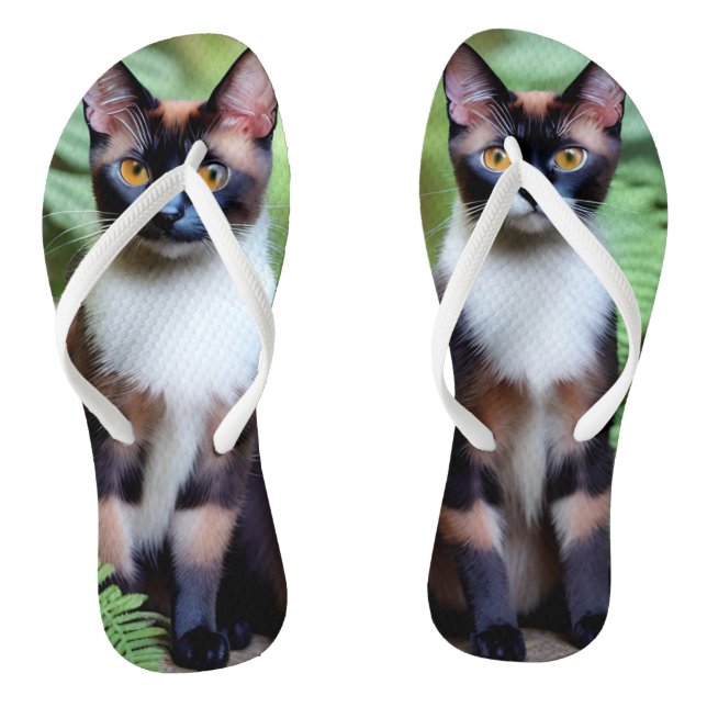 Chocolate Siamese Cat Twins, Flip Flops (Footbed)