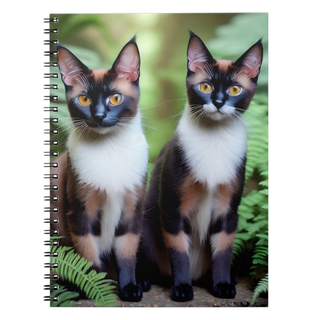 Chocolate Siamese Cat Twins, Notebook (Front)