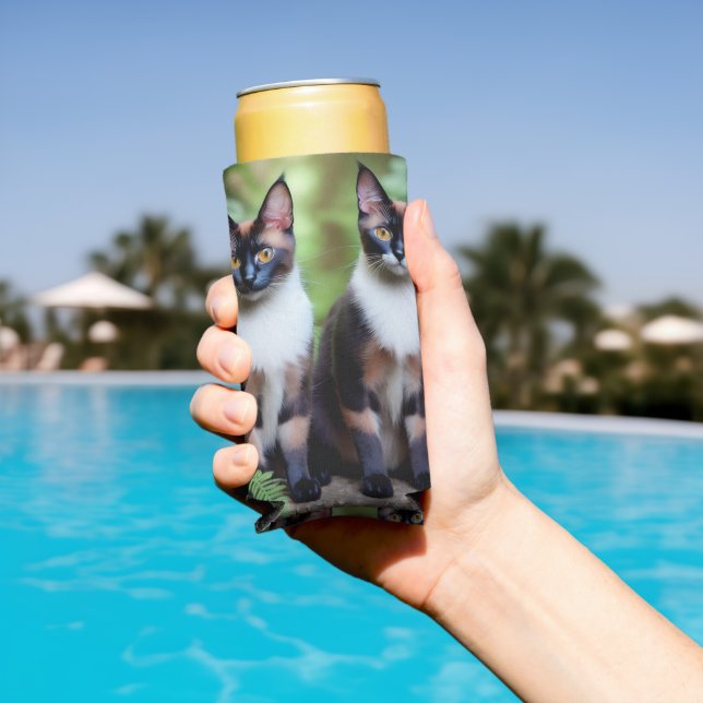 Chocolate Siamese Cat Twins, Seltzer Can Cooler (In Situ Pool)