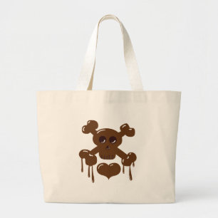 Chocolate Skull and Crossbones Large Tote Bag
