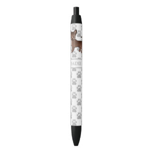Chocolate Smooth Coat Chihuahua Cartoon Dog & Name Black Ink Pen