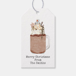 Chocolate Snowman Mason Jar Milkshake Christmas Gift Tags