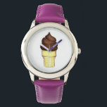Chocolate Soft Serve Ice Cream Cone Dessert Watch<br><div class="desc">Watch features an original marker illustration of a chocolate soft serve ice cream cone.</div>