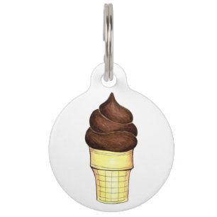 Chocolate Soft Serve Ice Cream Cone Pet Dog Tag