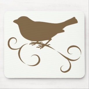 Chocolate Sparrow with Ribbon Mouse Pad