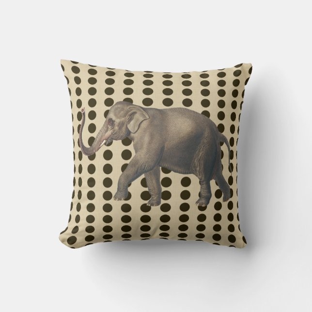 Chocolate Spice Moods Dots with Elephant Throw Pillow (Front)