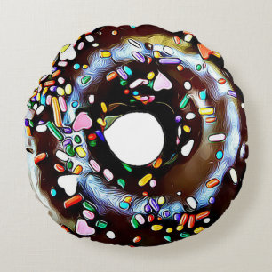 Chocolate Sprinkle Doughnut Double Sided Round Pil Pillow