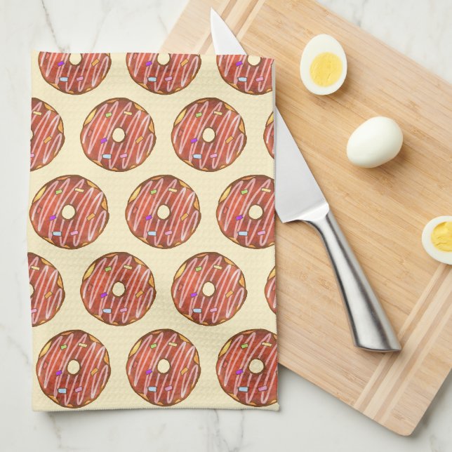 Chocolate Sprinkle doughnut Kitchen Towel (Quarter Fold)