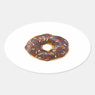 Chocolate Sprinkle Doughnut Oval Sticker