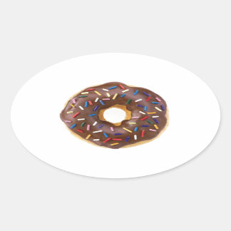 Chocolate Sprinkle Doughnut Oval Sticker