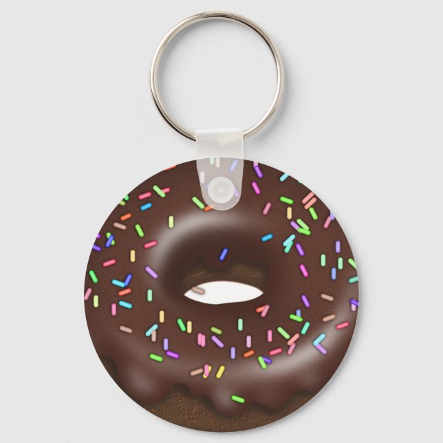 Chocolate sprinkle iced doughnut keychain (Front)