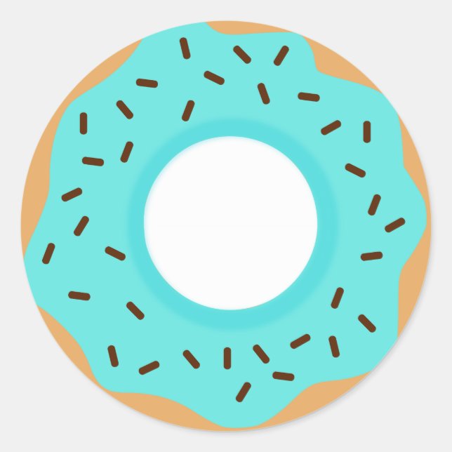 Chocolate Sprinkles Blue Doughnut Classic Round Sticker (Front)