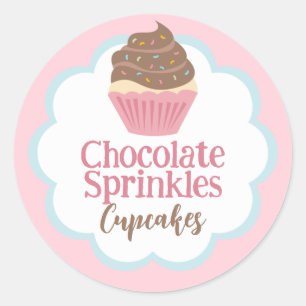 Chocolate Sprinkles Cupcake Scallop Label
