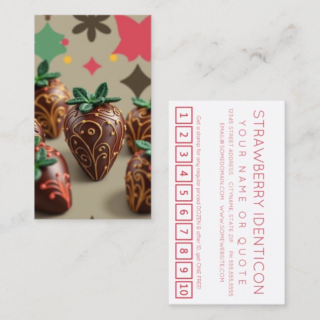 Chocolate Strawberries loyalty punch card (Front/Back)