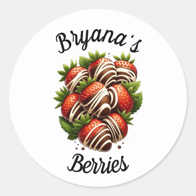 Chocolate Strawberries Strawberry Dessert Custom Classic Round Sticker (Front)