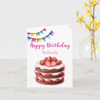Chocolate Strawberry Cake Customizable Birthday