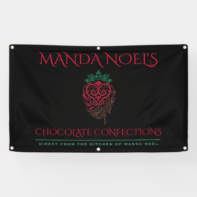 chocolate strawberry doodle drawing banner (Horizontal)
