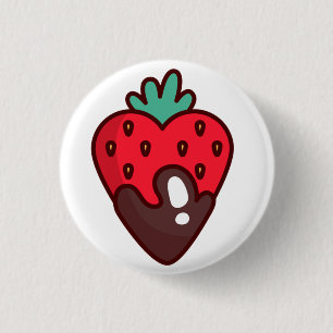 Chocolate Strawberry Heart Classic 1 Inch Round Button
