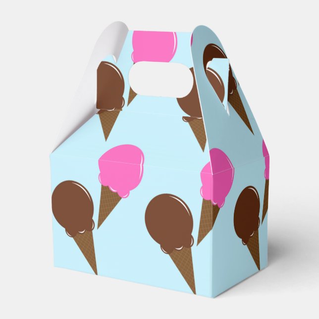 Chocolate & Strawberry Ice Cream Party Favour Boxe Favor Box (Front Side)
