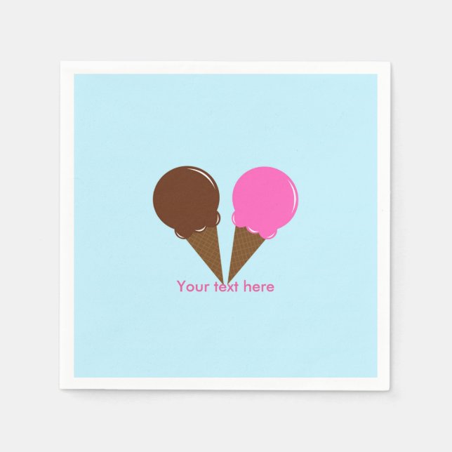 Chocolate & Strawberry Ice Cream Party Napkins (Front)
