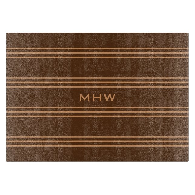 Chocolate Stripes custom monogram cutting boards (Front)