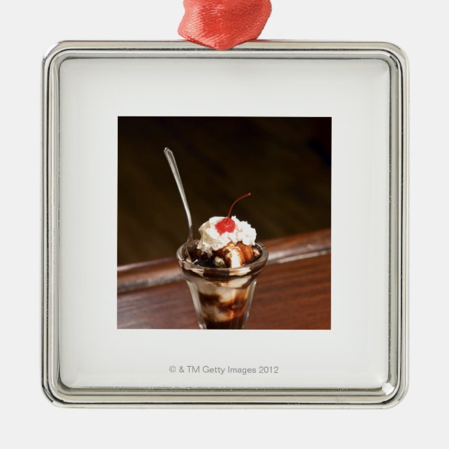 Chocolate sundae metal ornament (Front)