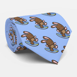 Chocolate Surfing Easter Bunny Hawaiian Tie