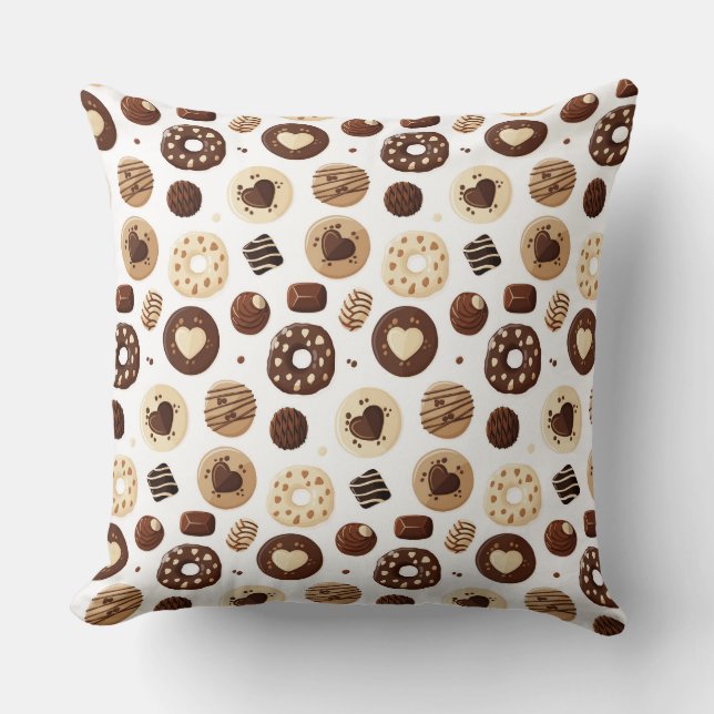 Chocolate sweets pattern throw pillow (Front)