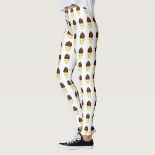 Chocolate Swirl Soft Serve Ice Cream Cone Foodie Leggings