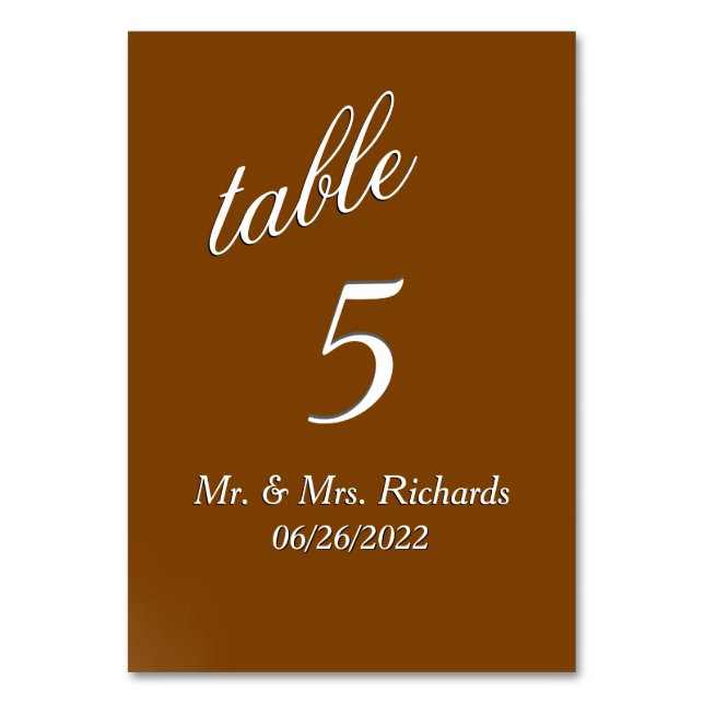 Chocolate Table Number (Front)