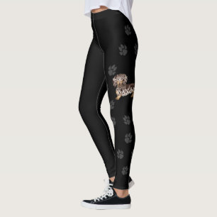 Chocolate & Tan Dapple Long Hair Dachshund & Paws Leggings