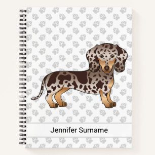 Chocolate & Tan Dapple Short Hair Dachshund & Text Notebook