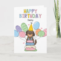 Chocolate Tan Goldendoodle Dog Happy Birthday Card
