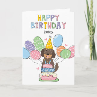 Chocolate Tan Goldendoodle Dog Happy Birthday Card
