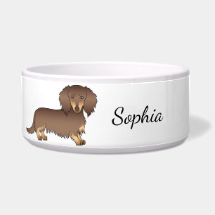 Chocolate & Tan Long Hair Dachshund Dog & Name