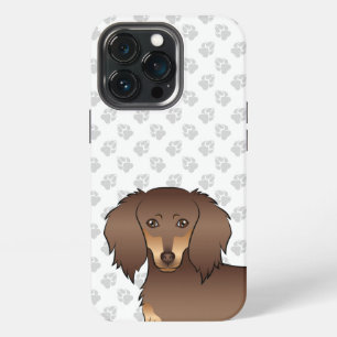 Chocolate & Tan Long Hair Dachshund Head & Paws iPhone 13 Pro Case
