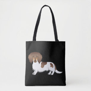 Chocolate & Tan Piebald Long Hair Dachshund Dog Tote Bag