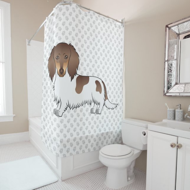Chocolate & Tan Piebald Long Hair Dachshund & Paws (In Situ)