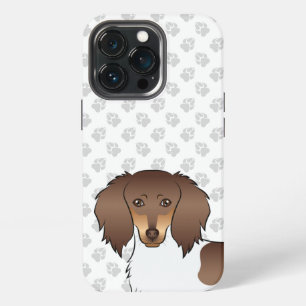 Chocolate & Tan Piebald Long Hair Dachshund & Paws iPhone 13 Pro Case