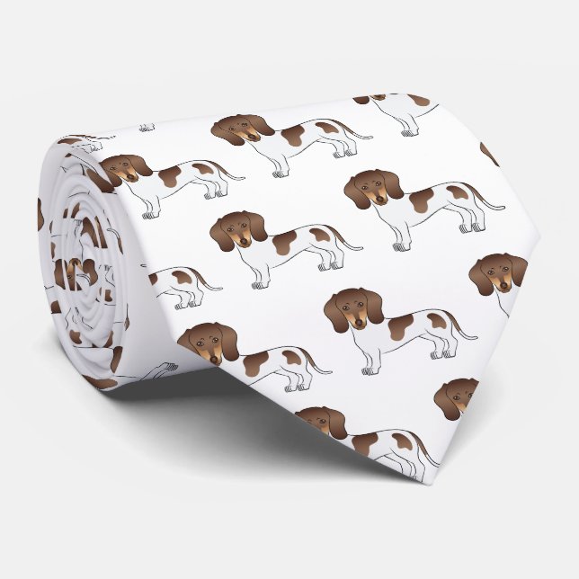 Chocolate & Tan Pied Short Hair Dachshund Pattern Tie (Rolled)