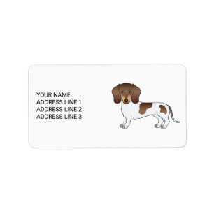 Chocolate & Tan Pied Short Hair Dachshund & Text Label