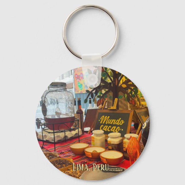 Chocolate Tea in Lima, Peru on a keychain (Front)