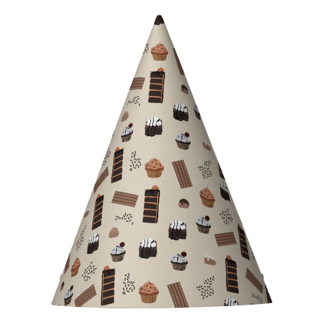 Chocolate Theme Pattern Birthday Party Party Hat (Front)