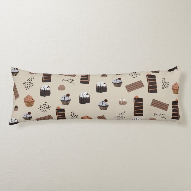 Chocolate Theme Pattern Body Pillow (Front)
