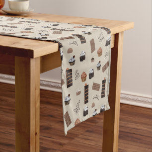 Chocolate Theme Pattern Long Table Runner