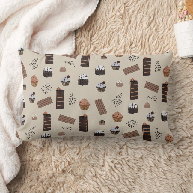 Chocolate Theme Pattern Lumbar Pillow (Blanket)