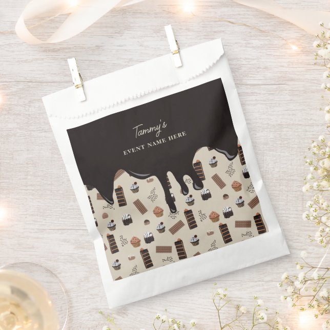 Chocolate Theme Pattern Party  Favour Bag (Clipped)