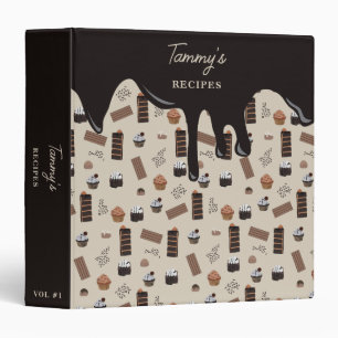 Chocolate Theme Pattern Recipe Cookbook Binder