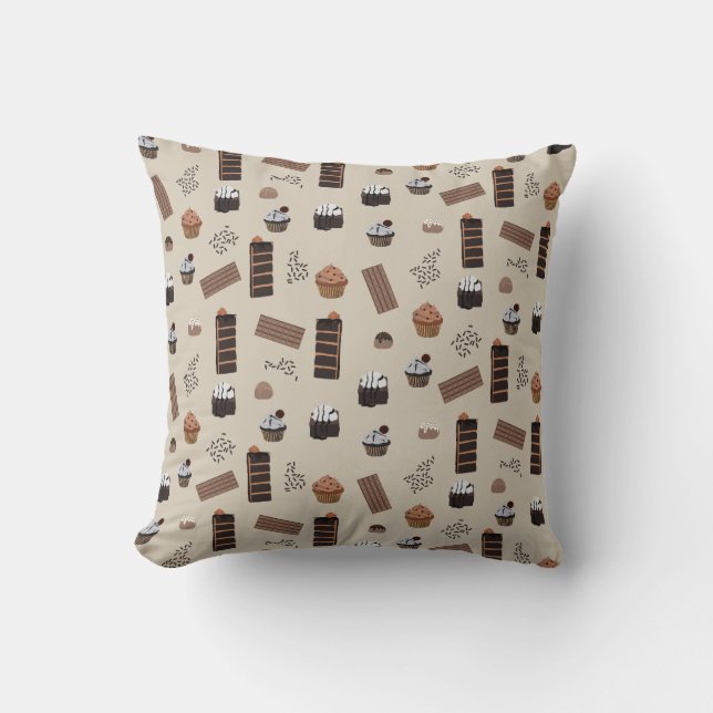 Chocolate Theme Pattern Throw Pillow (Front)